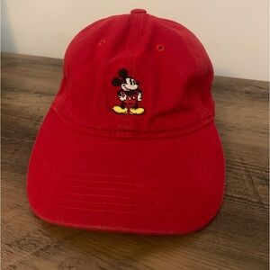 Red Embroidered Mickey Mouse Hat One Size Fits All Summer Vacation
